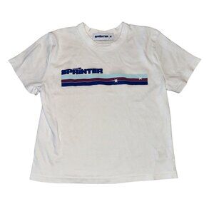 Sprinter Retro White Short Sleeve 100% Cotton Baby Tee Women's Size Small S